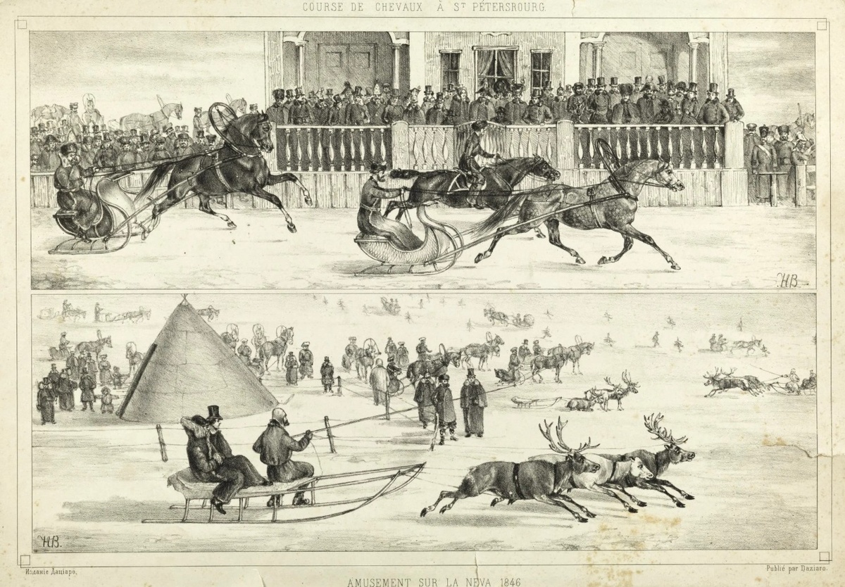 Катание на Неве. 1846. Литография