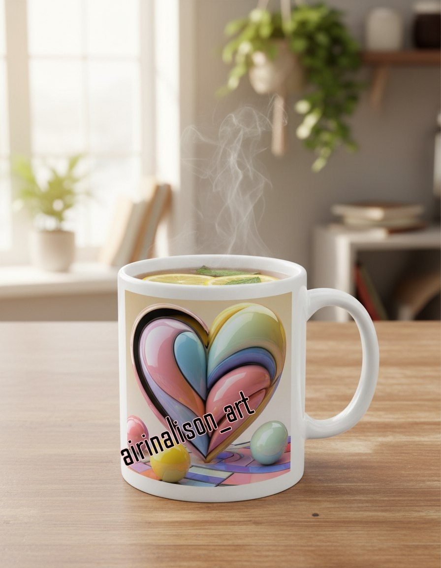 Арт "Сердце" на кружке.