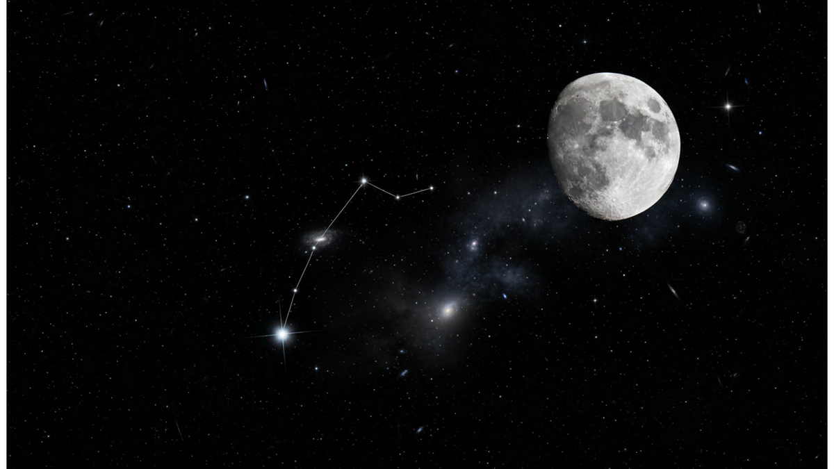 Луна в созвездии Дева. Рисует нейросеть по моему промпту.