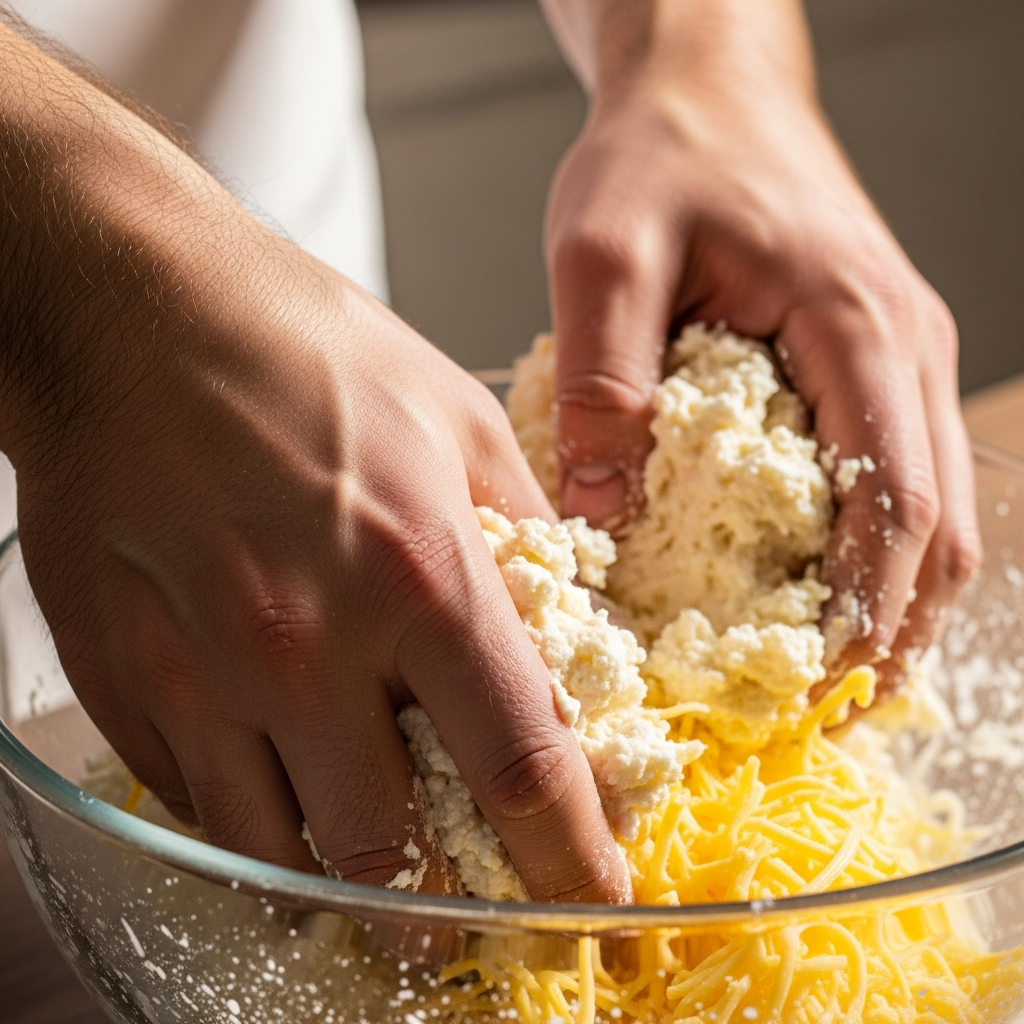 Сыр должен быть распределен равномерно по всему объему теста для идеальной текстуры.