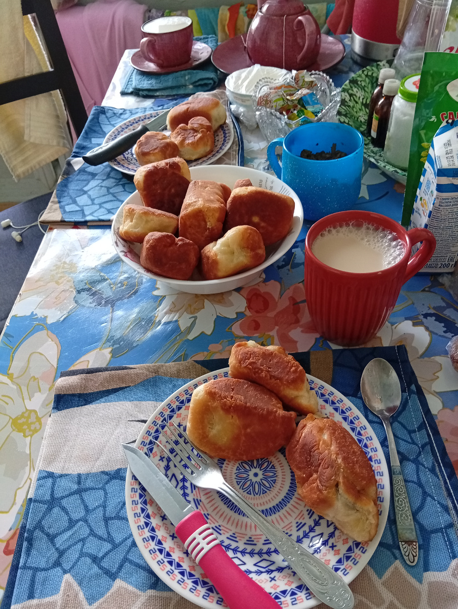 Фото автора статьи. ПирОги с печенью, зеленым луком и яйцом, вареньем, мясом и рисом.