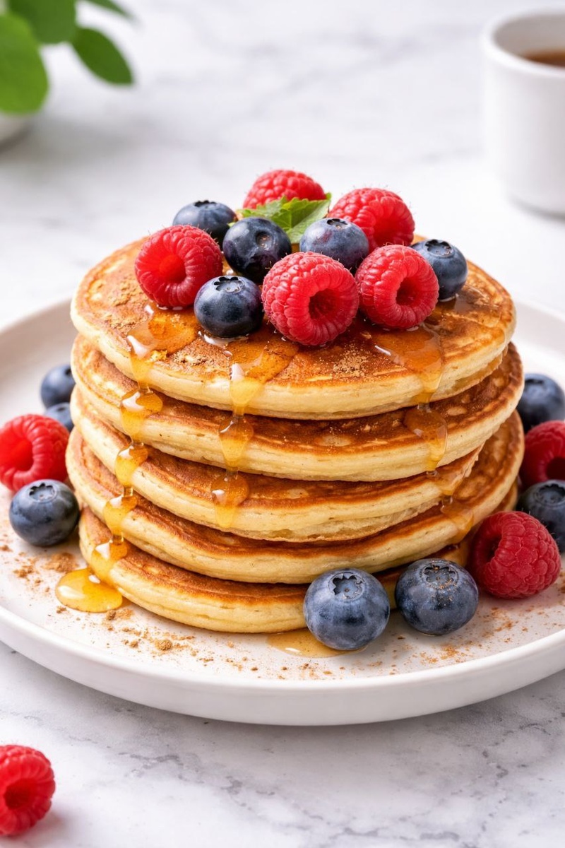 Белковые панкейки с ягодами