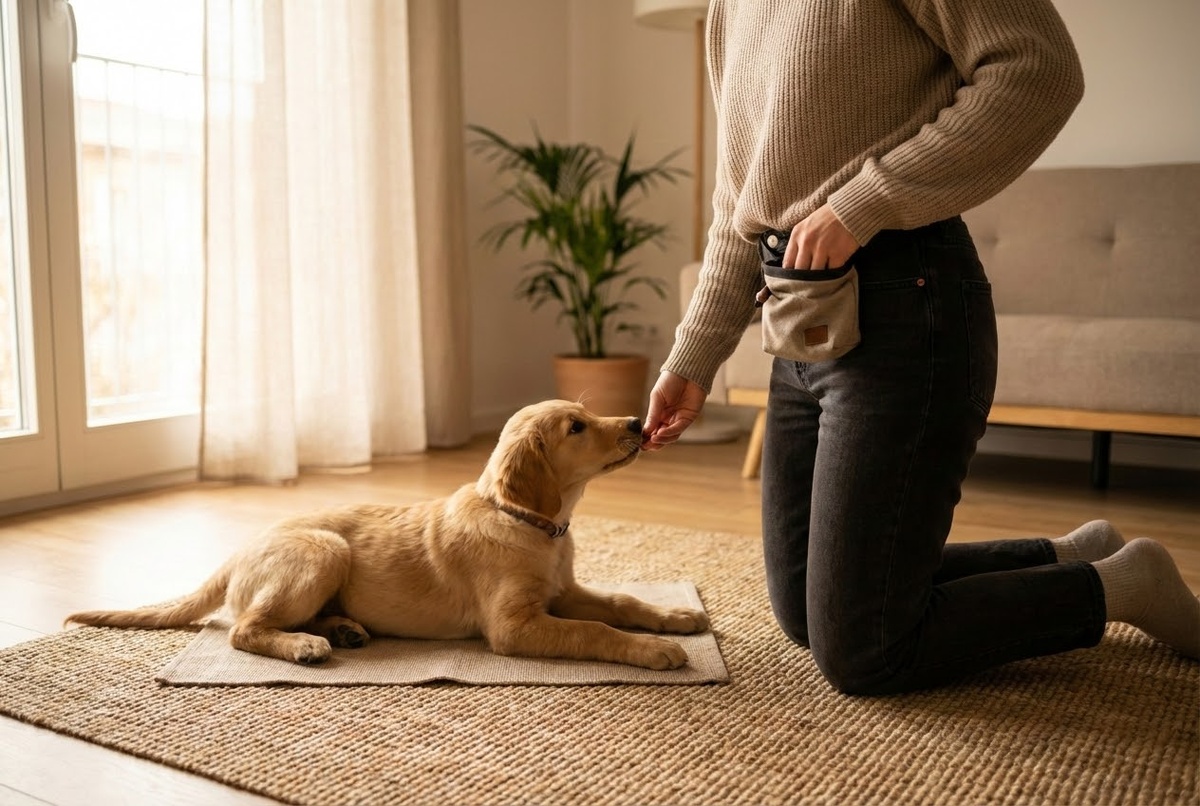 Короткая домашняя тренировка на коврике: учим щенка успокаиваться и ждать