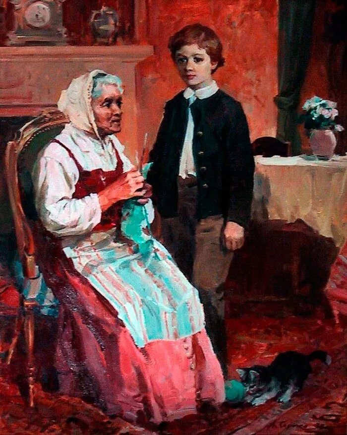 Николай Иванович с няней.