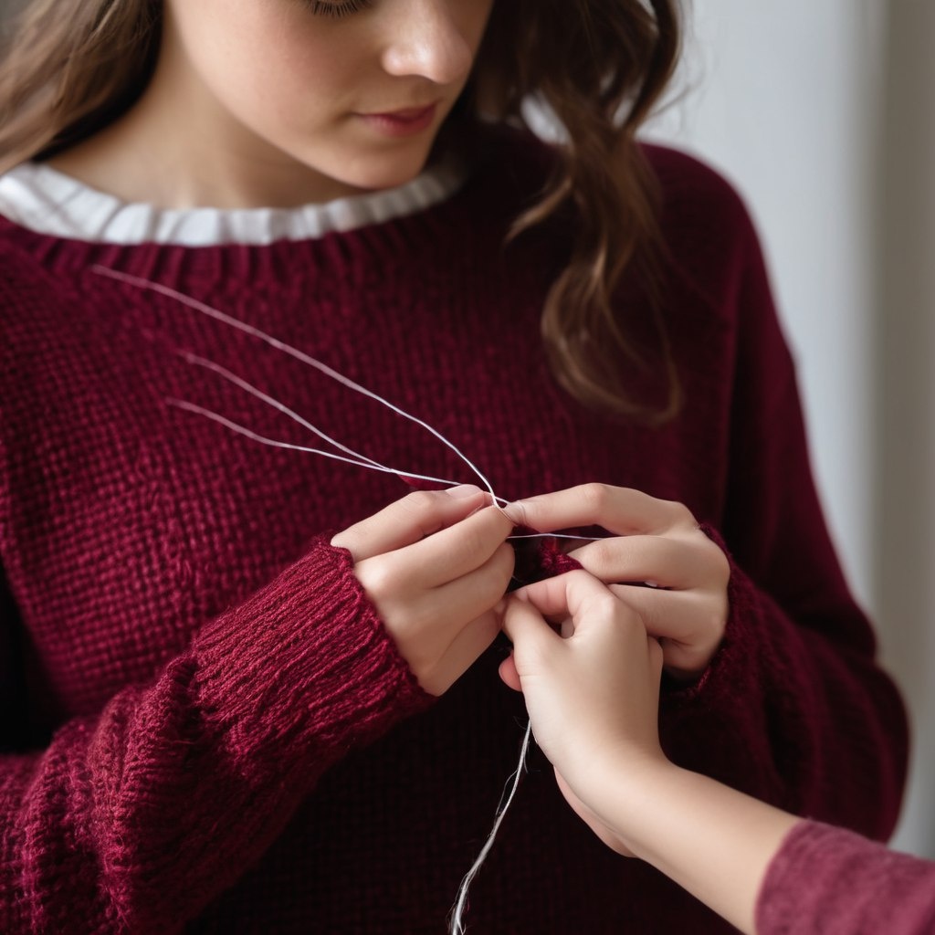Ниточки на свитере