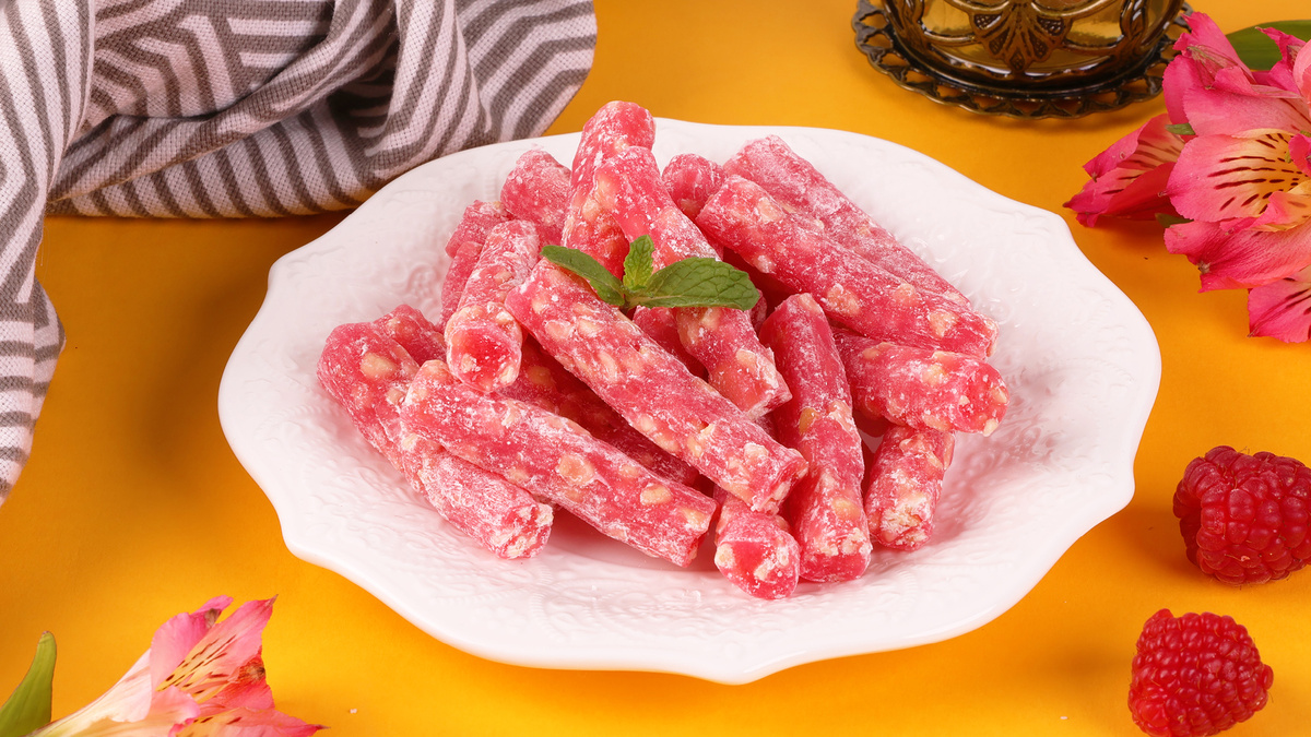 Рахат-лукум с арахисом и вкусом малины