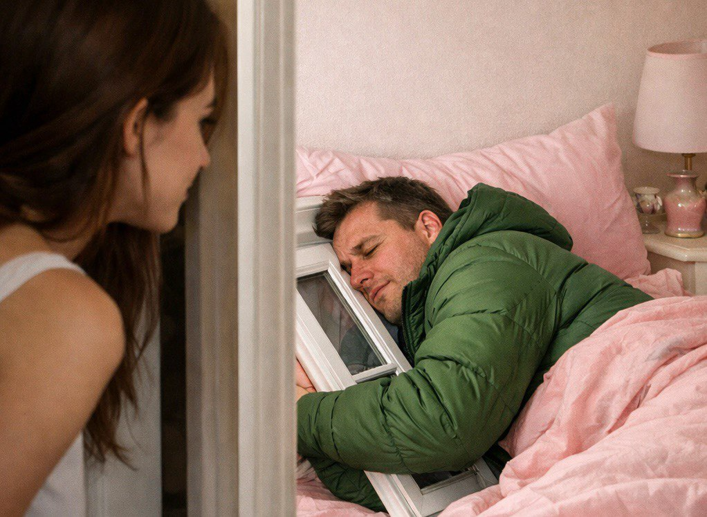 
"Монтажник наработался и спит"