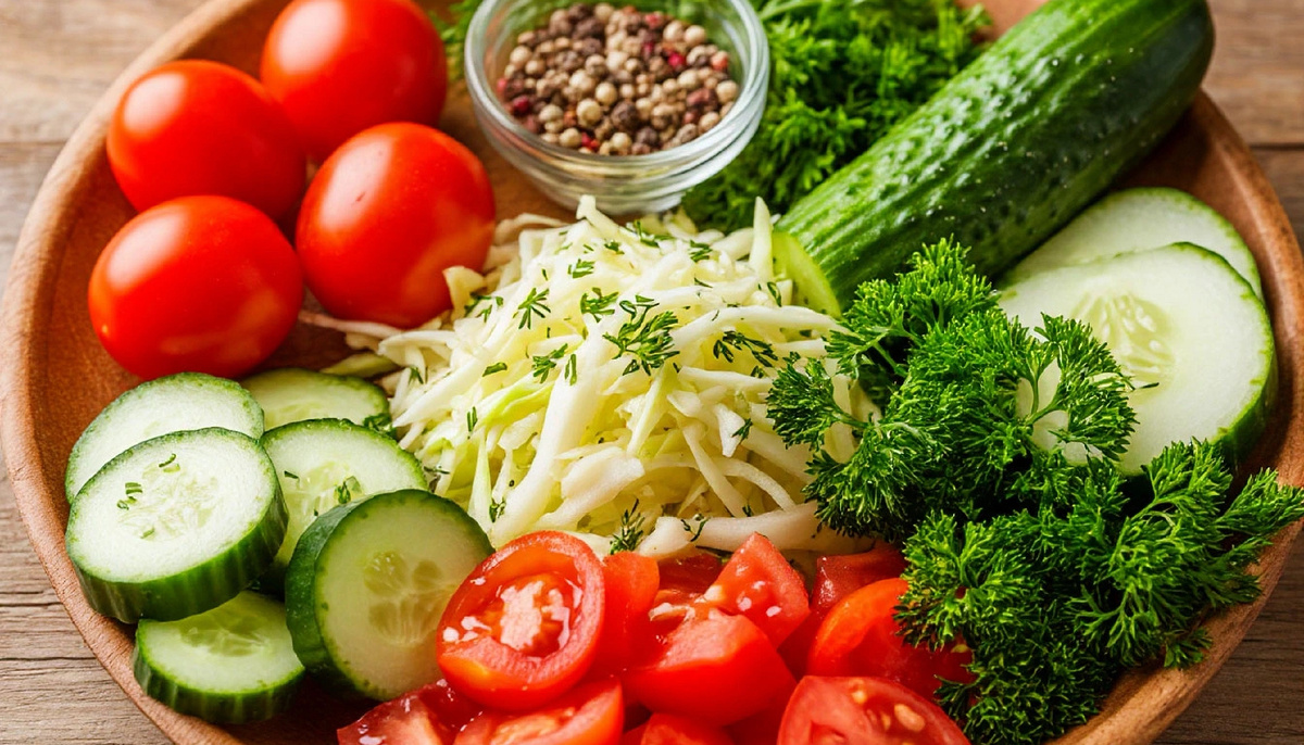 Ингредиенты для салата "Летний".   «Создано искусственным интеллектом».