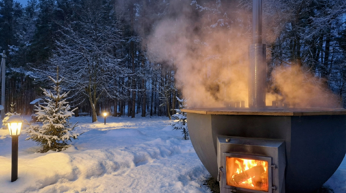 Банный чан зимой в Горетово Парк