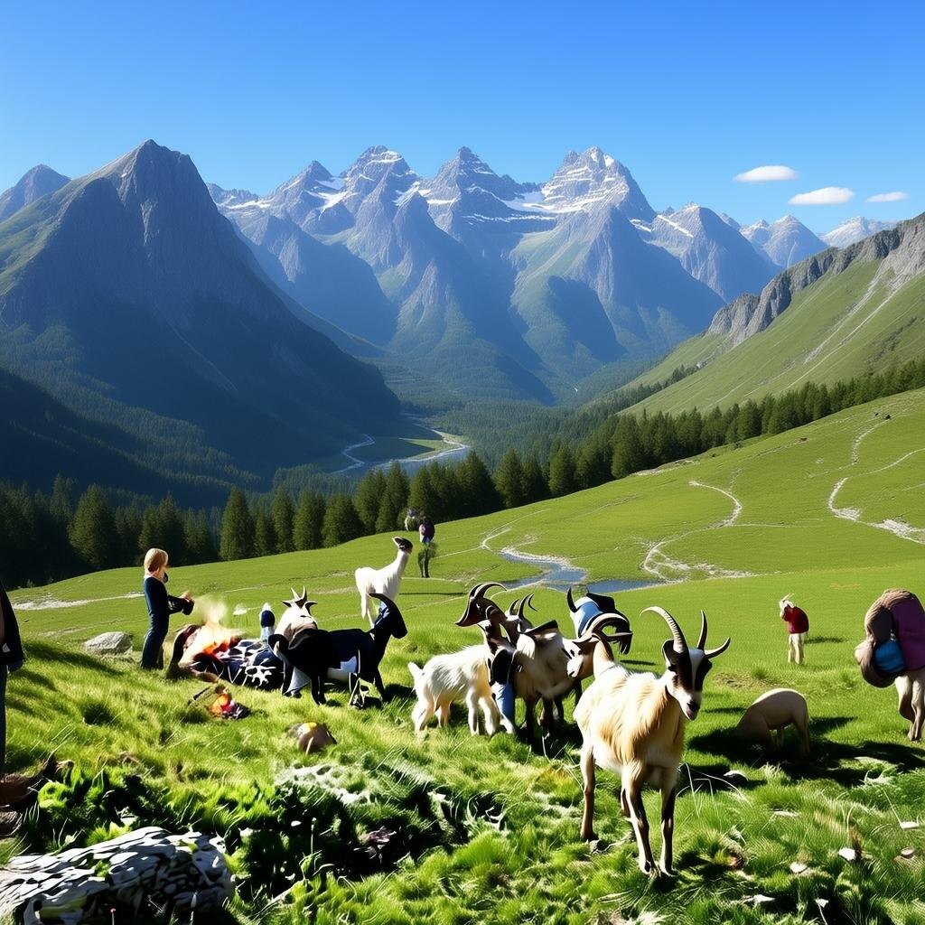 Люди и козы