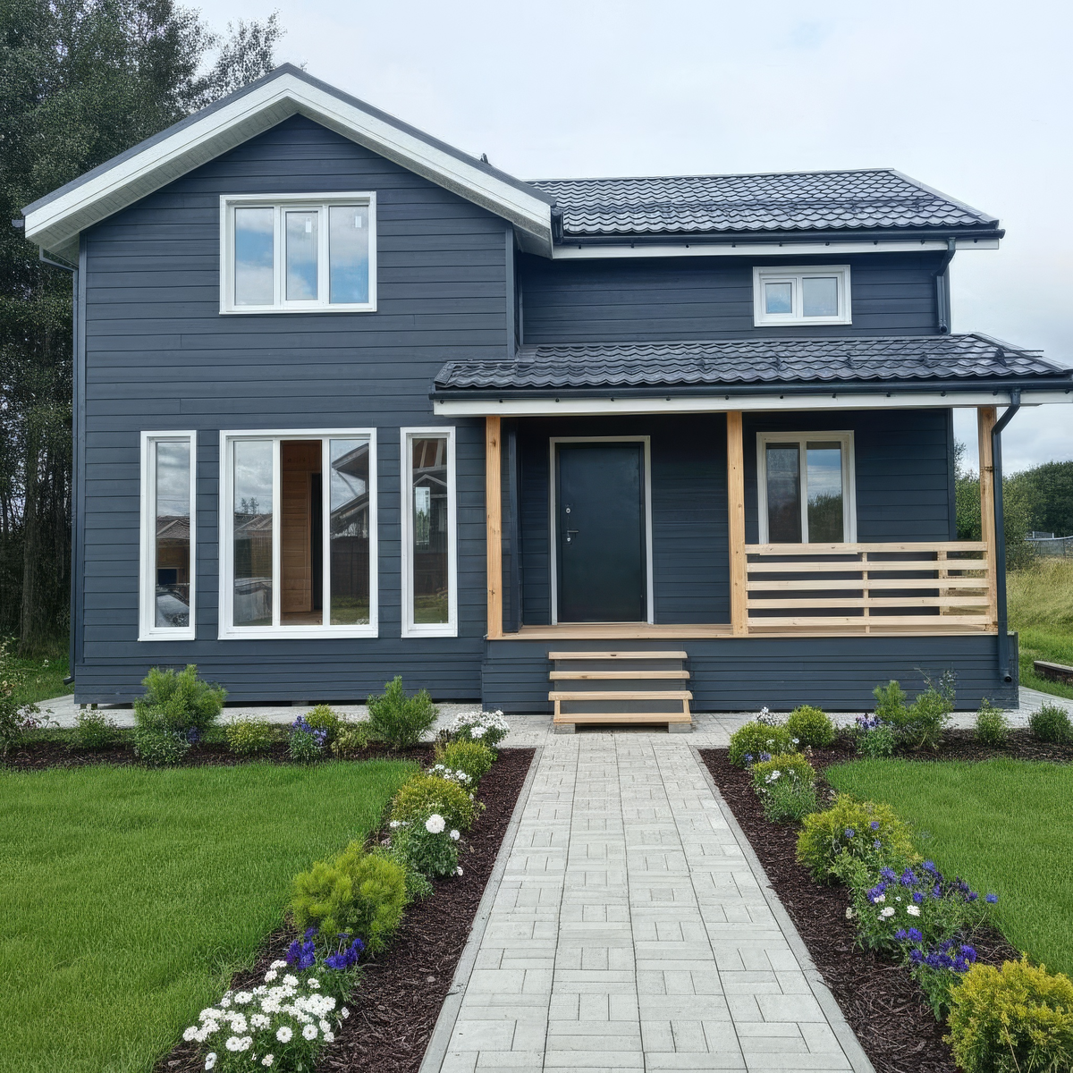 Построенный под ключ компанией Лидер Дач каркасный дом "ОСТИН"