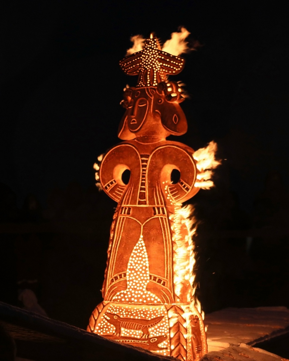 Арт-объект "Хранителей Пармы" создан на фестивале "Зов Пармы"  высотой 190 см (https://vk.com/photo270089549_457255692)