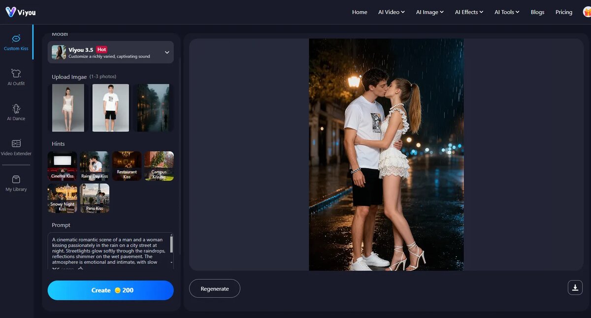 Новый генератор индивидуальных поцелуев от Viyou AI