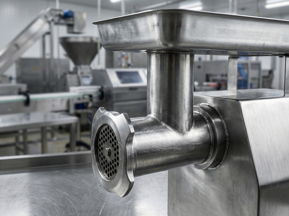 Промышленная мясорубка на производстве