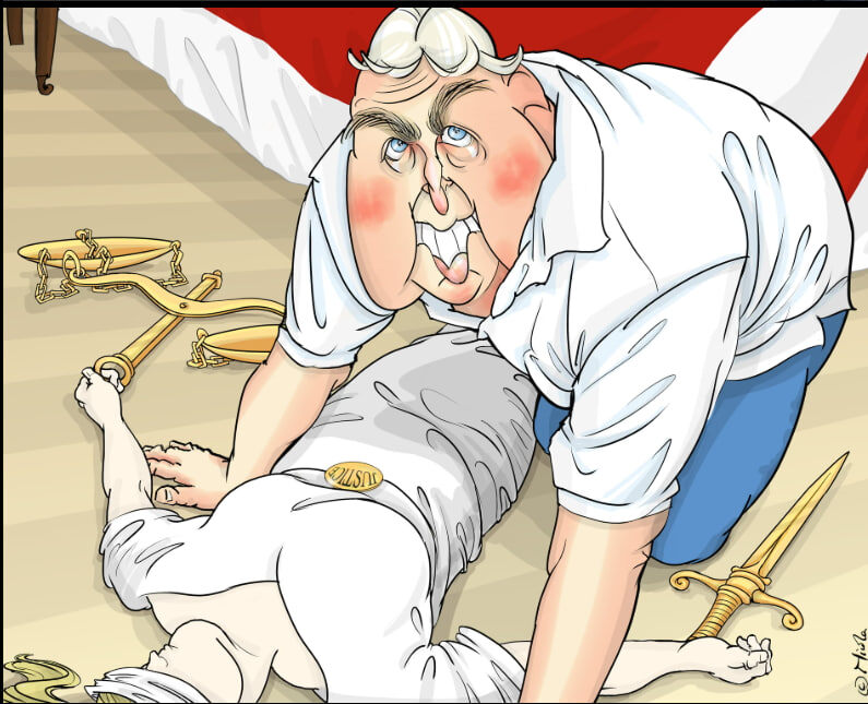 Эндрю и Фемида. Иллюстрация Николы Дженнингс/ The Gardian