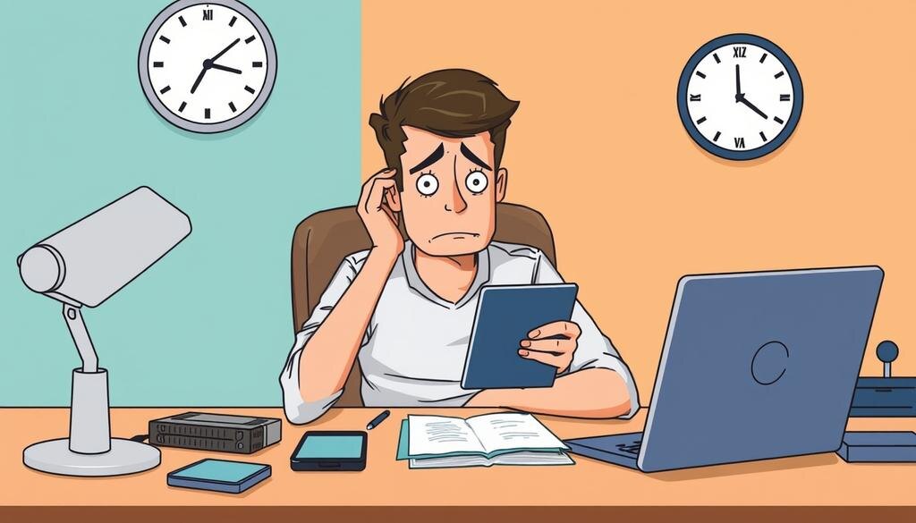    Иллюстрация преследующей зависимости от гаджетов.