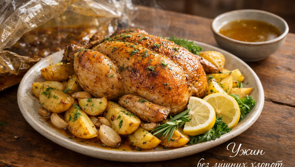 Когда хочется сытного ужина без возни, готовлю курицу с картошкой в рукаве — духовка делает всё сама