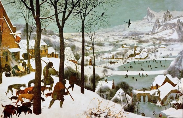 Первая из известных картин на снежную тематику - Питер Брейгель Старший Охотники на снегу