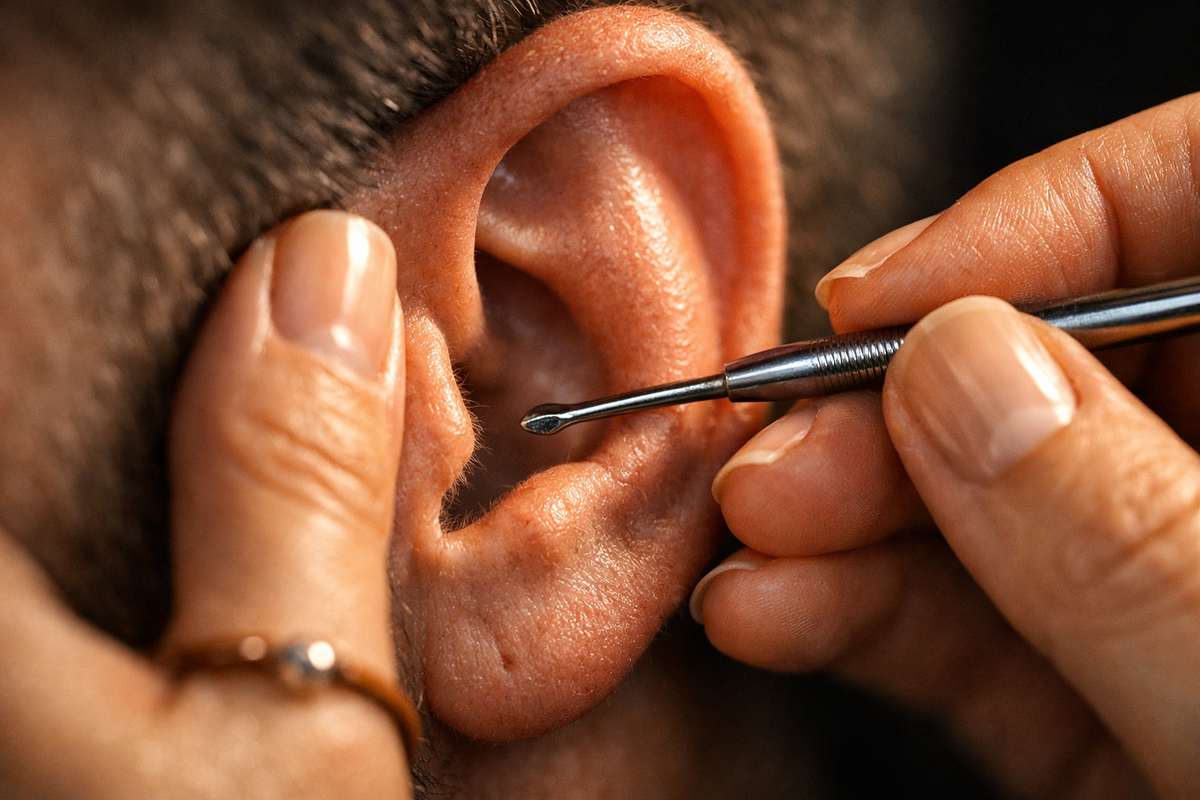 Чистка уха. Фото AI Sora