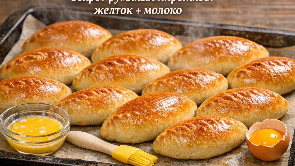 Если пирожки не подрумяниваются в духовке, смажьте их желтком с молоком перед выпечкой