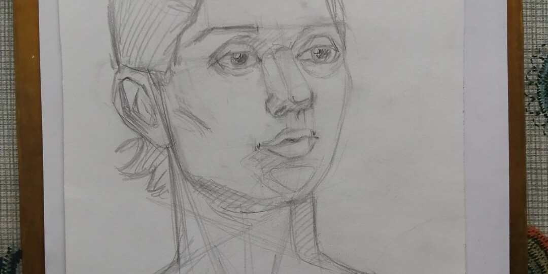 С учениками онлайн учимся рисовать портрет - продолжение.