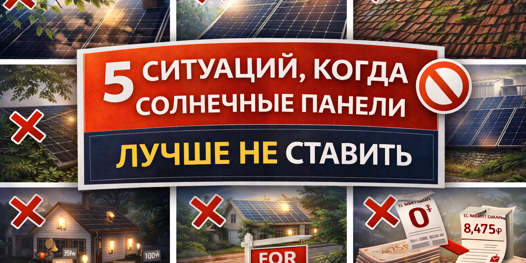 ⚡ 5 ситуаций, когда солнечные панели лучше НЕ ставить