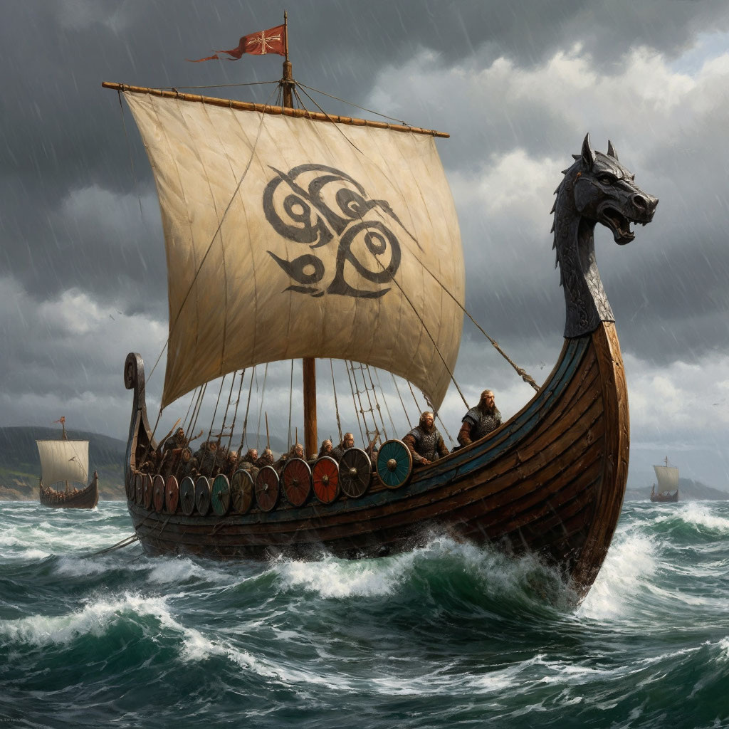 Драккары викингов /сгенерировано нейросетью/