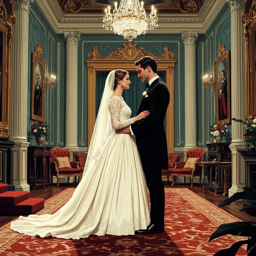 Свадьба. Иллюстрация сгенерирована нейросетью
