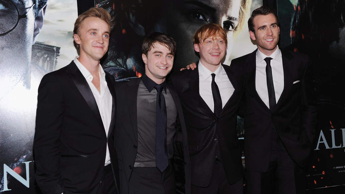    Том Фелтон, Дэниел Рэдклифф, Руперт Гринт и Мэттью Льюис. Фото: Getty Images