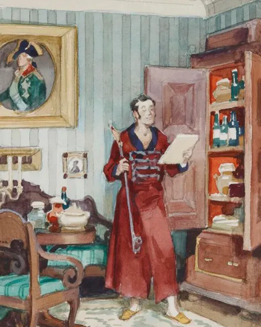 Анатолий Иткин, «Шкафы отворил...» Иллюстрация к роману Александра Пушкина «Евгений Онегин» (фрагмент). 2009. Государственный музей А.С. Пушкина, Москва 