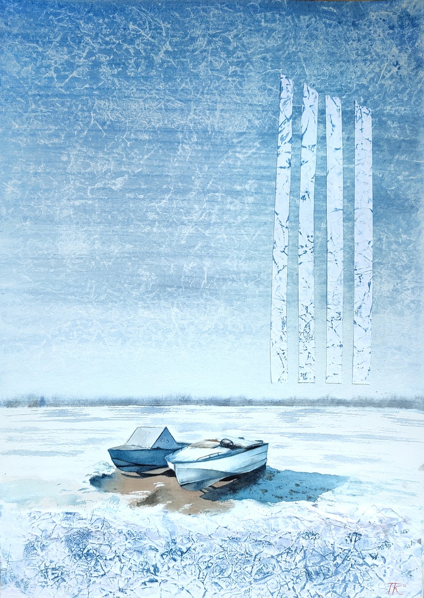 акварель, коллаж, 30х42 см