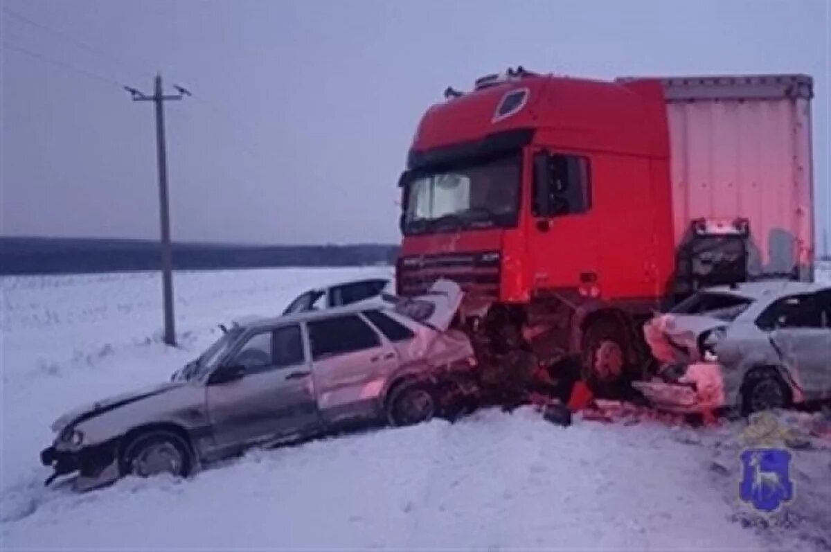    В Самарской области во время снегопада шесть машин не поделили трассу