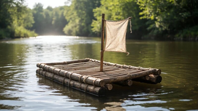     Плот. Пиратский плот. Вода Нейросети