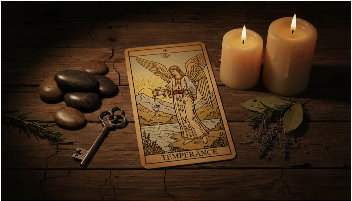 Символика и прямое значение карты Таро Умеренность: толкование ангела, кубков и знаков баланса.  📷
