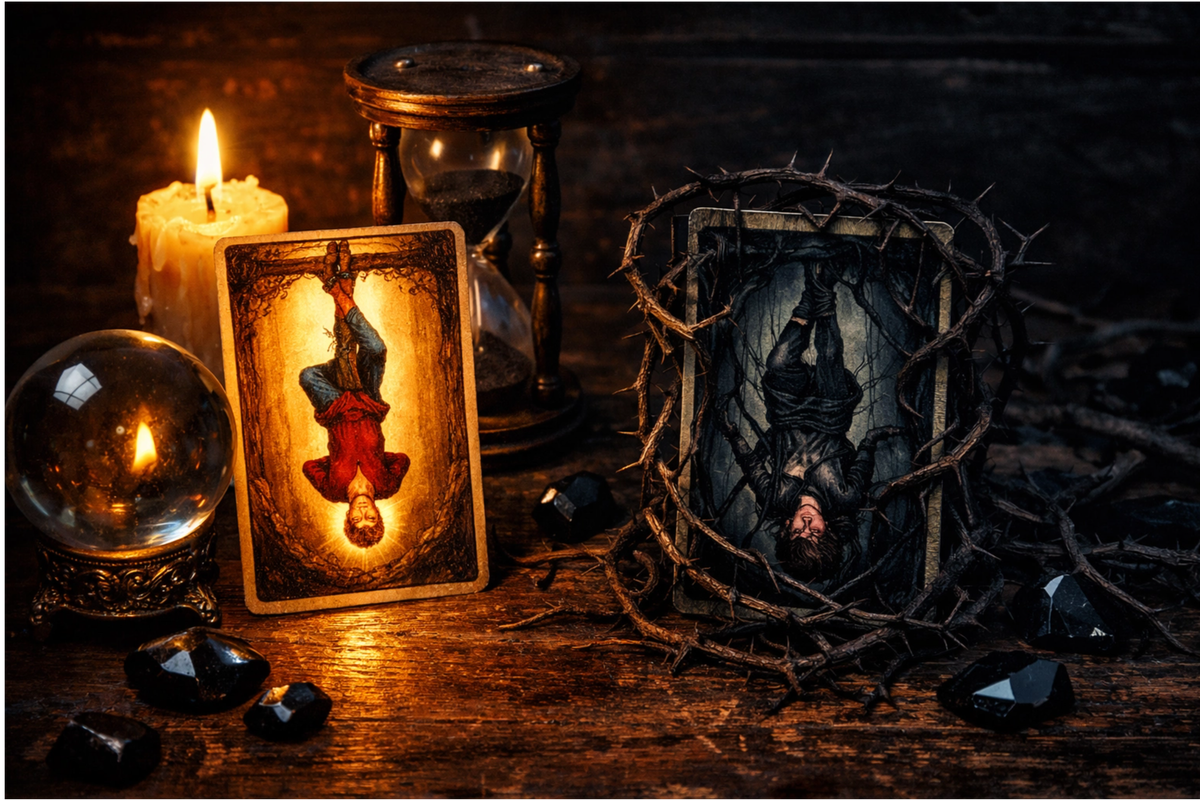 Толкование перевернутого Повешенного в Таро в сравнении с прямым положением карты.  📷
