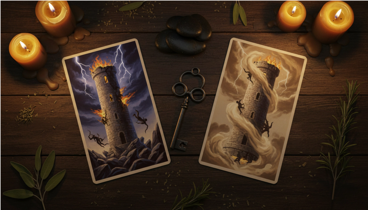 Толкование перевернутой карты Башня в Таро в сравнении с прямым положением.  📷
