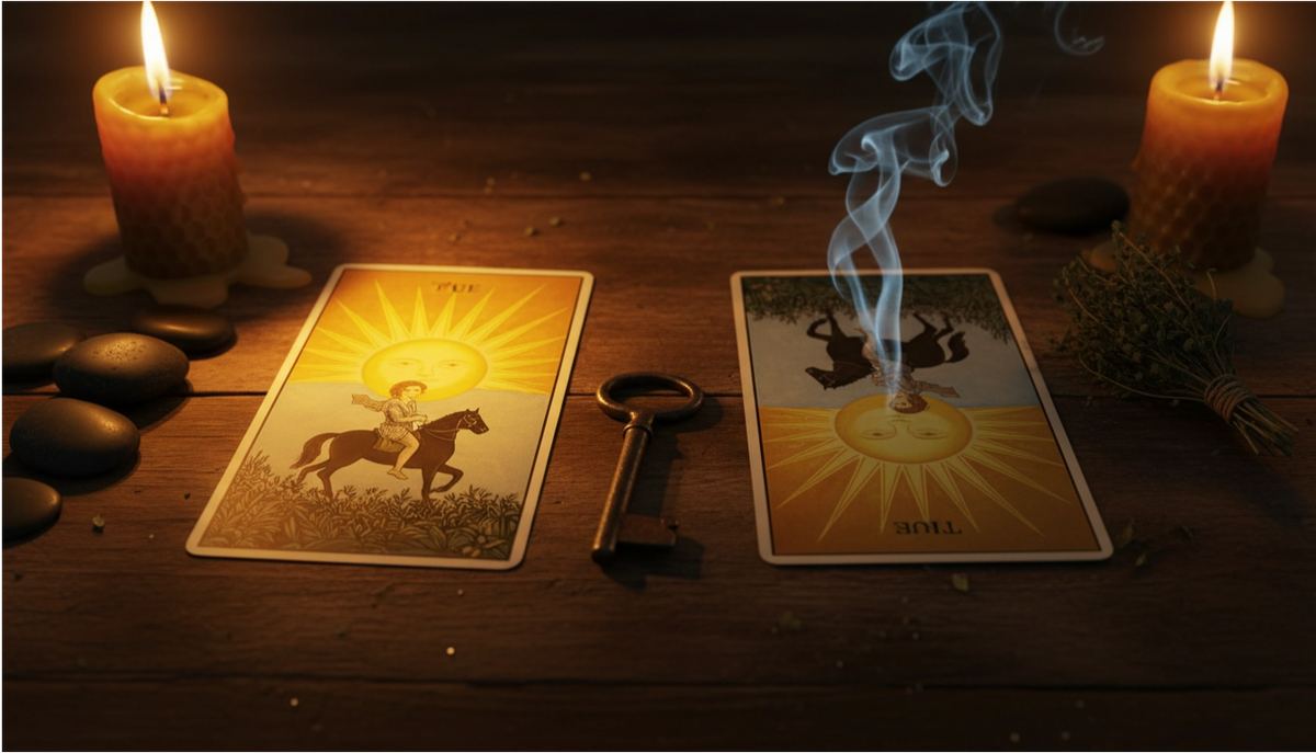 Толкование перевернутой карты Солнце в Таро в сравнении с прямым положением.  📷
