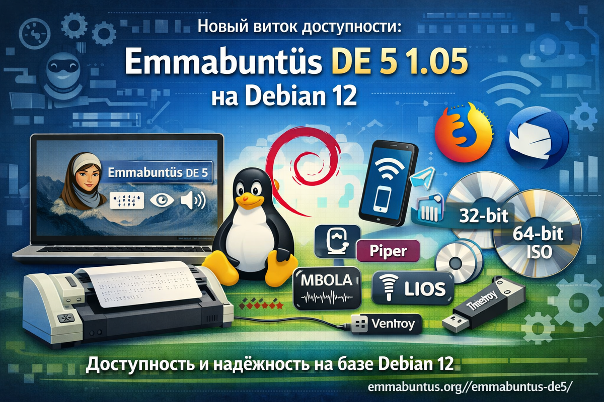 Новый виток доступности: Выпуск Emmabuntüs DE 5 1.05 на Debian 12