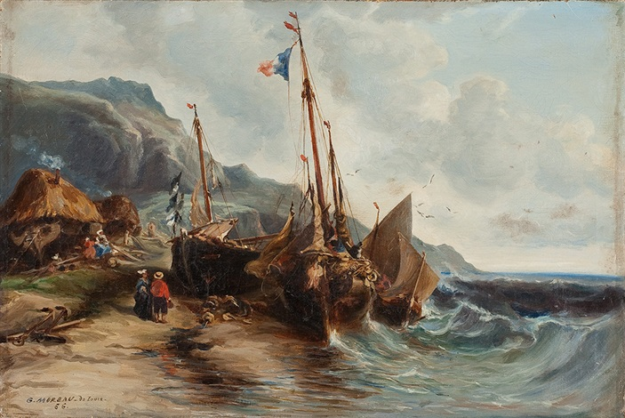 Затонувшие парусники у штормового побережья Атлантики, 1866