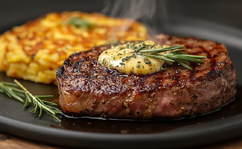 Сочный стейк с чесночным маслом и рёшти: нежность говядины и идеальный гарнир