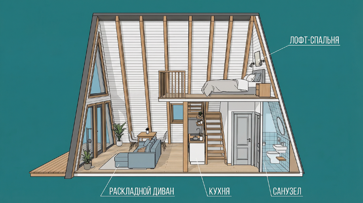 Планировка дома A-frame