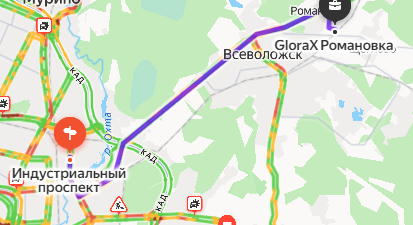 Это расстояние навигатор оценивает в 45 минут. 