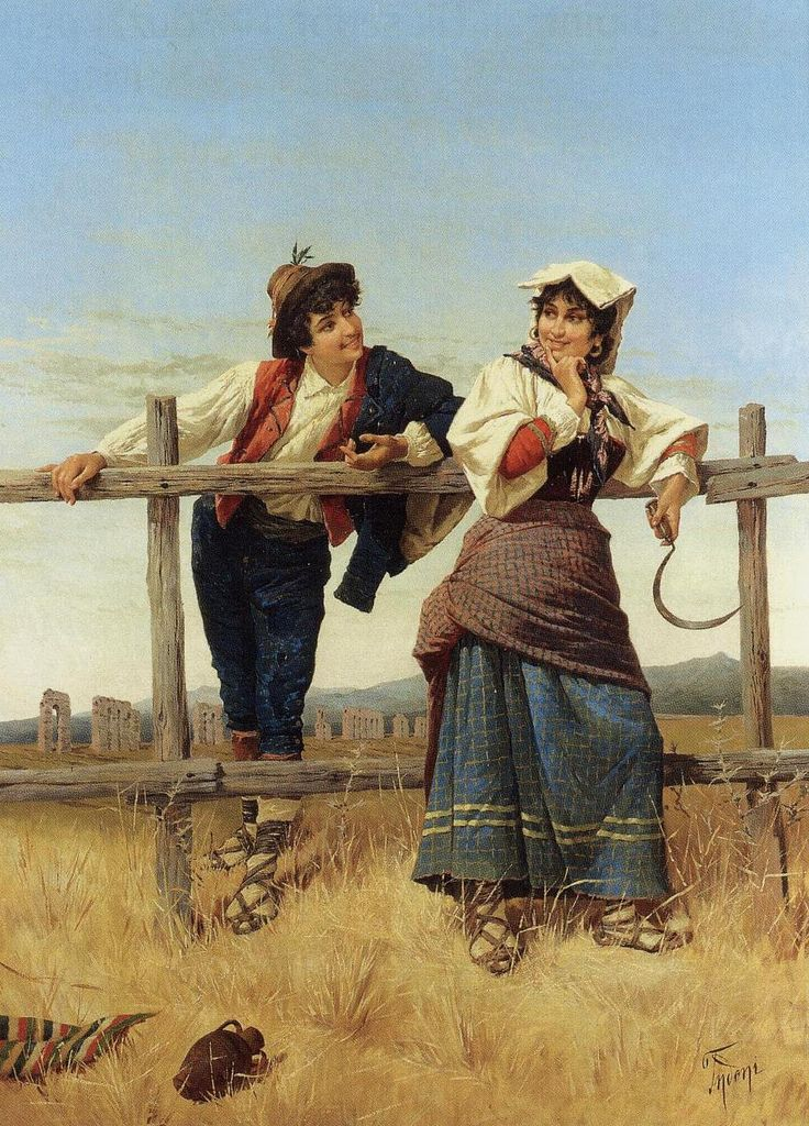 Художник Filippo Indoni. Прекрасная селянка. В роли соленого огурца - молодой человек.