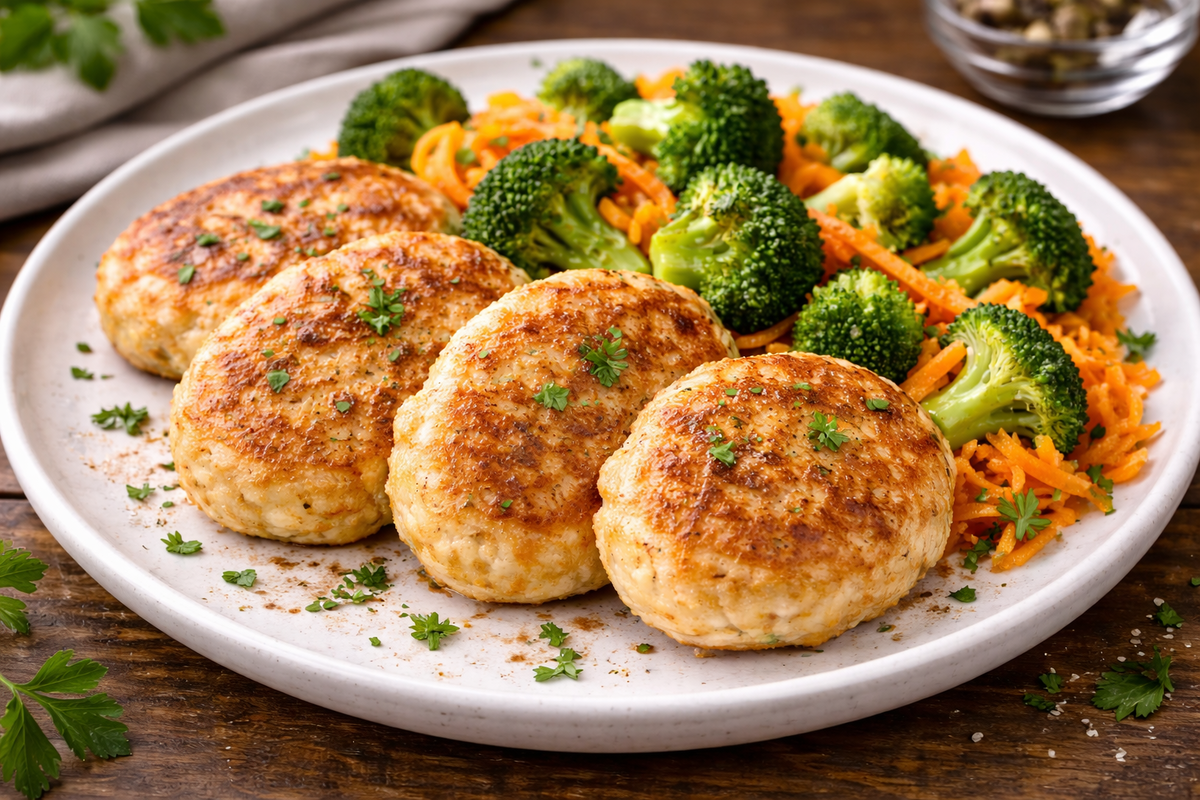 Куриные котлеты с овощным гарниром