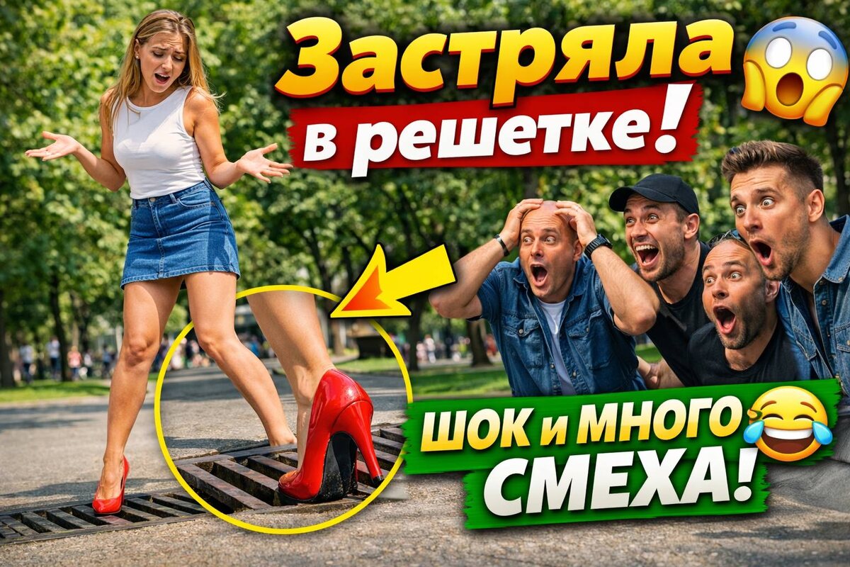Когда каблук решает всё сам 😳👠 Девушка в парке и толпа, что не может сдержать смех 😂
