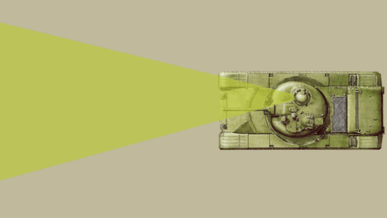 При повороте башни кабина поворачивалась на тот же угол, только в противоположном направлении, компенсируя вращение башни.