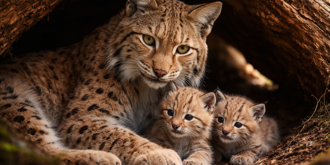 Старая рысь привела котят к дому человека. То, что сделал егерь, изменило, удивляет.