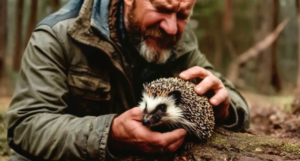 Дядя Илья спас фыркающего ежа. А он отблагодарил когда это было необходимо больше всего