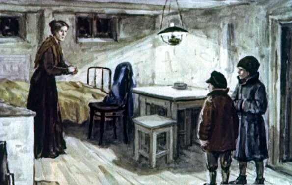 "Гриша и Володя" Иллюстрация Б.К. Винокурова к рассказу "Чудесный доктор"