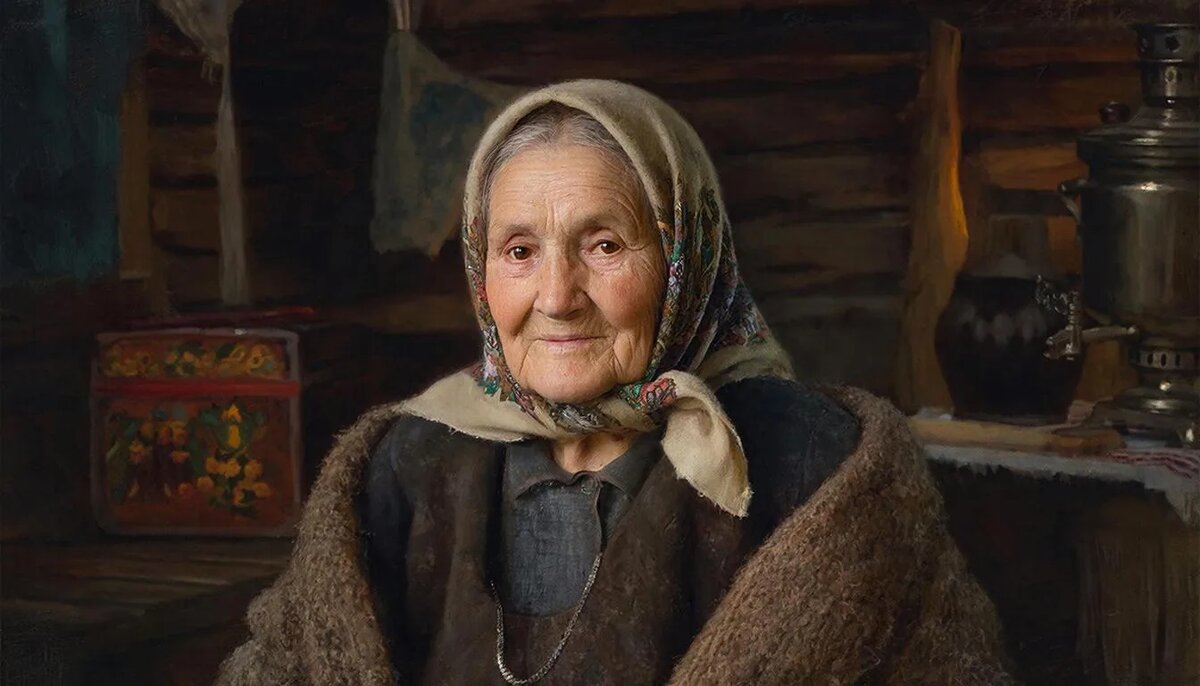 Эту иллюстрацию сделал Кандинский. На удивление, бабушка на ней очень похожа на бабу Таню - она не разрешала ее фотографировать, так как была истовой старообрядкой. Фото автора.